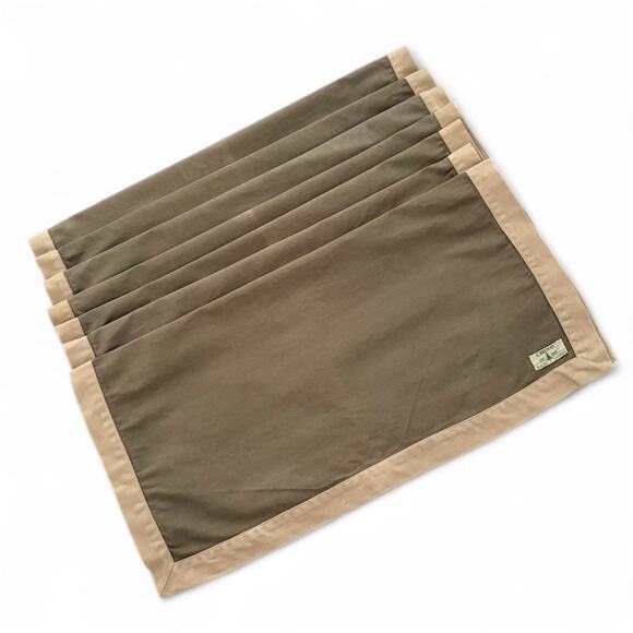 Ralph Lauren Chino Cotton Dinner Napkins Set of 7 Army Green Tan Vintage READ - Picture 1 of 8